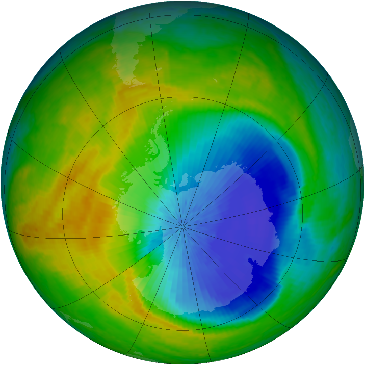 Antarctic ozone map for 22 October 2004